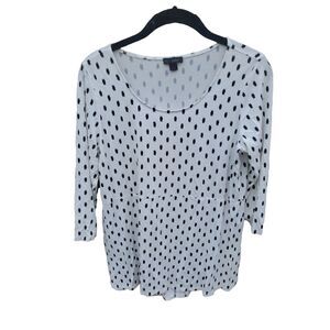 J.Jill Blouse S/P Womens 3/4 Sleeve White Black Crew Neck Flowy Casual Top